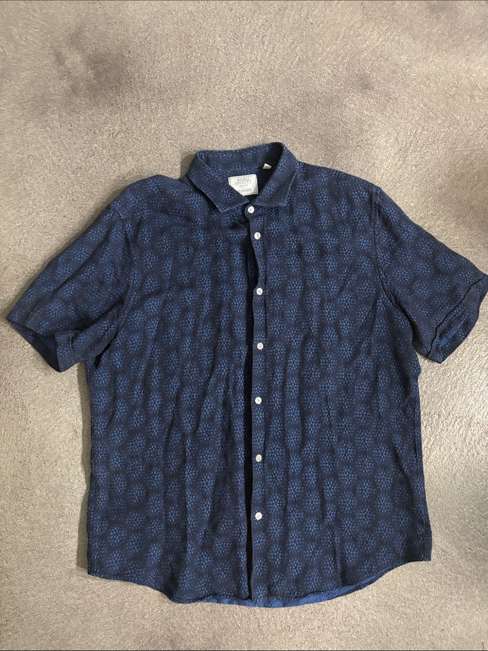 Men's Murano Baird Mcnutt Navy Short Sleeve Button-Up Shirt (L)